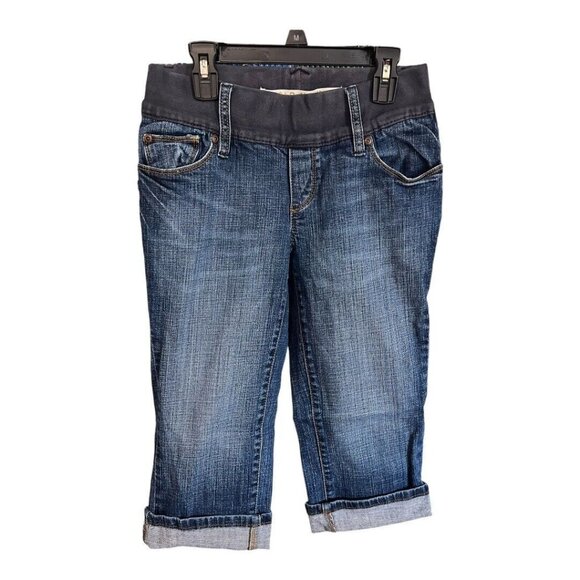 Old Navy Womens Maternity Capri Jeans ~Sz XS~Pull On Stretch Cuffed Hem ~L3 25 - Picture 2 of 8